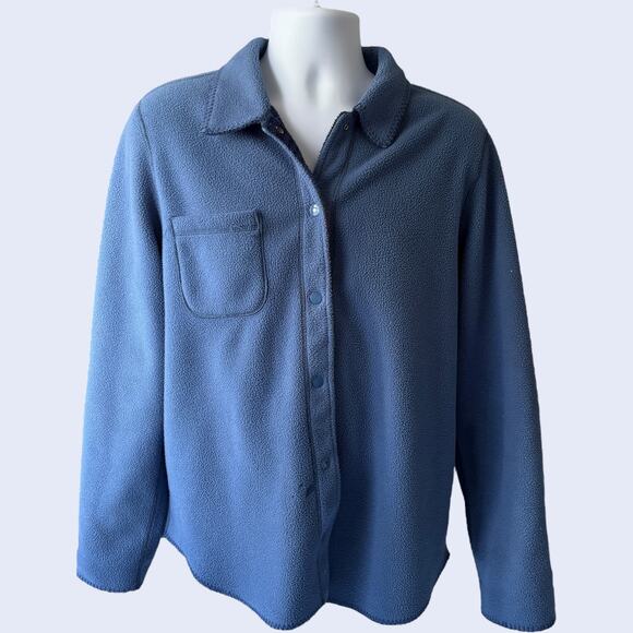 Ms Lee Reversible Southwestern Fleece Shirt Jacket Blue Red Striped 90s - Picture 3 of 11